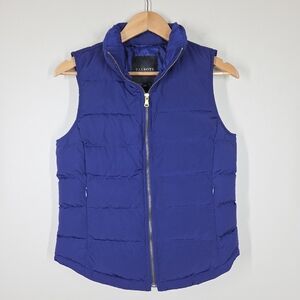 Talbots Royal Blue Duck Down Quilted Puffer Vest Full Zip Pockets XS Layering